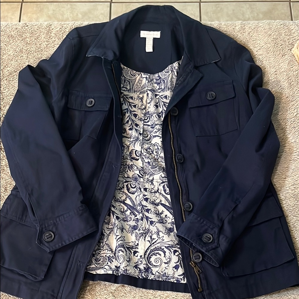 Charter Club Blue Utility Jacket with Military-Inspired Style